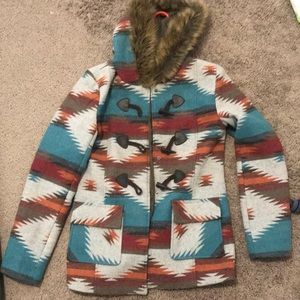 Tribal Print Fur Jacket
